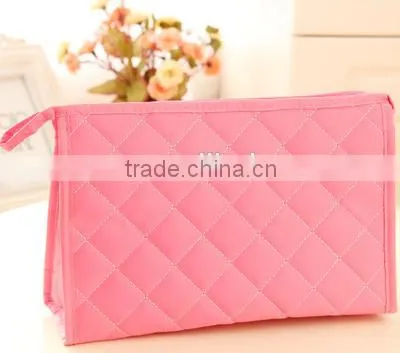 Good Quality Quilted Microfiber and Satin Fashion Travel Cosmetic Bag