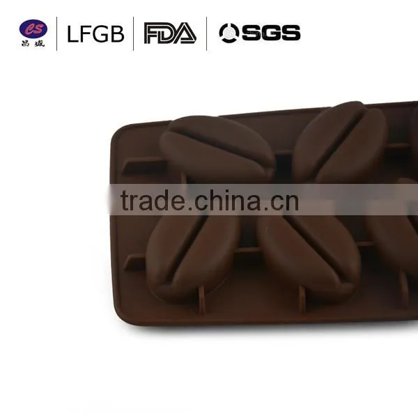 High quality fashionable customized coffee bean shape Silicone Ice cube Tray