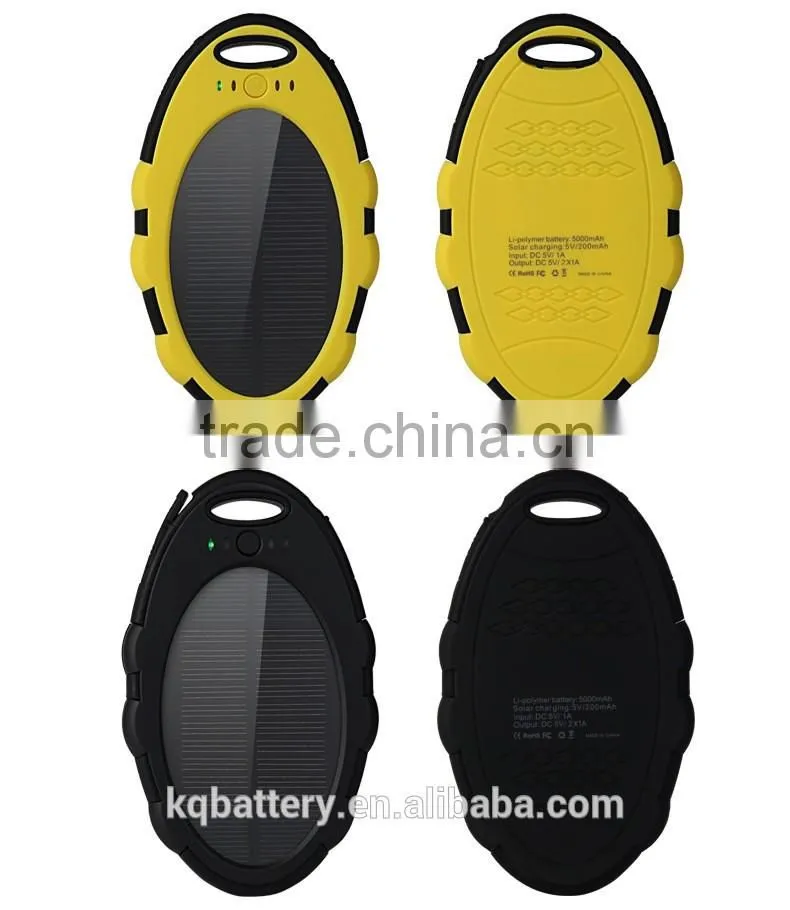 dual usb port 5000mah portable backup solar power bank charger