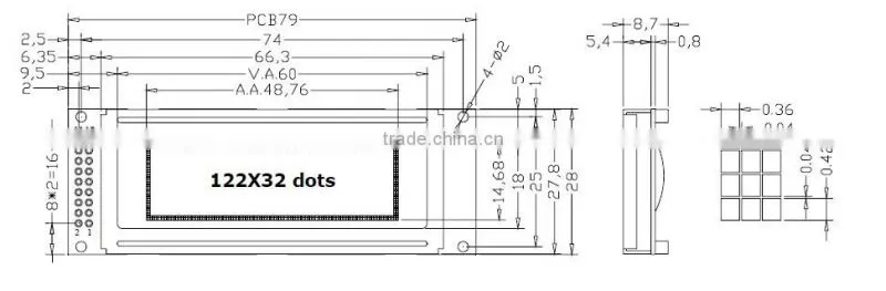 YB12232ZE liquid crystal lattice screen, graphic dot matrix screen, graphic dot matrix LCD factory