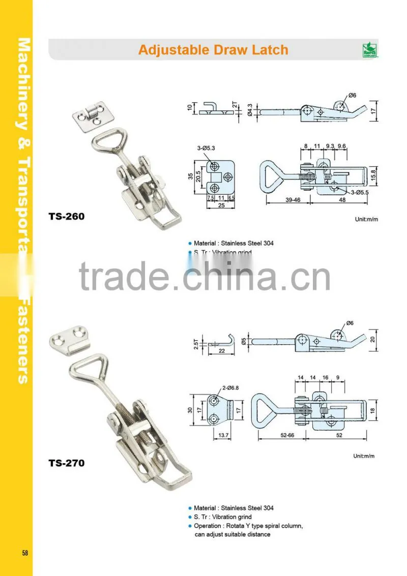 TS-270-ST food equipment electronics enclosures metal stamping toggle latch