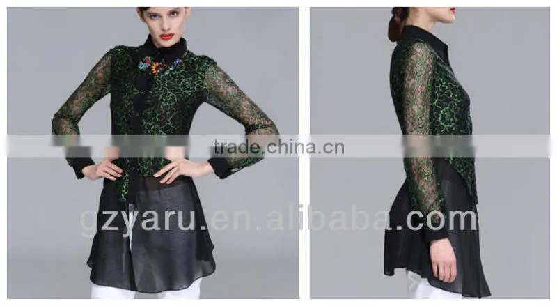 The latest version of hubble-bubble sleeve printed chiffon unlined upper garment