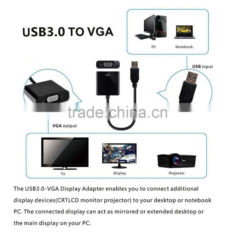 Hot selling 1080P black usb to vga adapter
