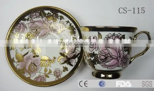 porcelain custom printed cups and saucer with low price,