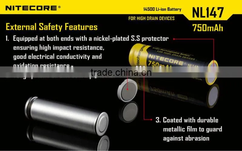 Nitecore NL147 3.7v e-cig battery 700mah li-ion rechargeable battery from shenzhen