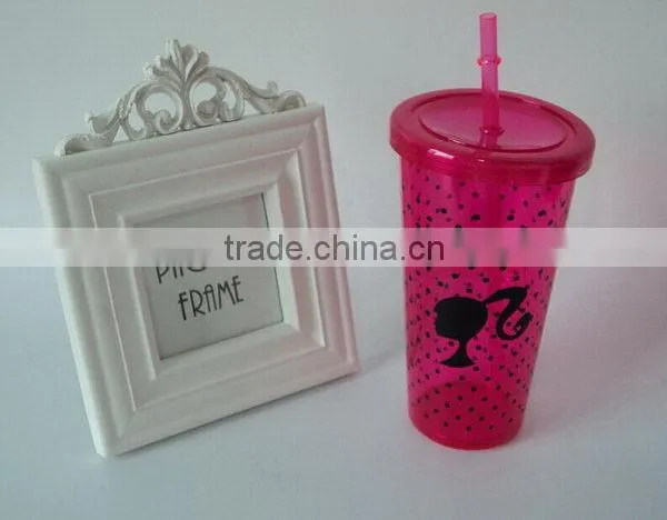 Designer Crazy Selling 24OZ Singel wall plastic wine cup with lid in mugs
