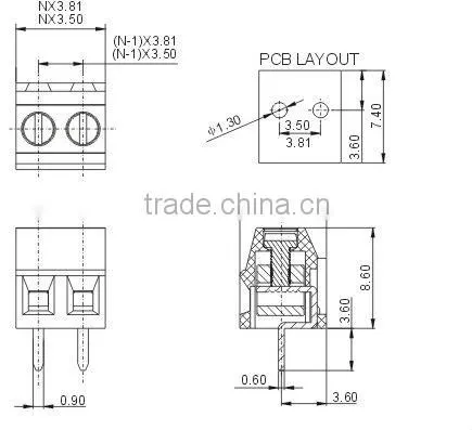 wire screw terminal connector KV381-3.5/3.81