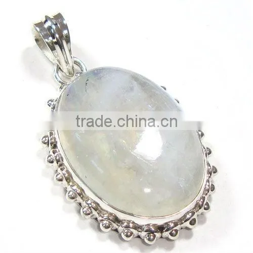 Genuine tibetan turquoise gems pendant 925 sterling silver
