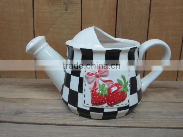 New strawberry emboss ceramic flower water pot
