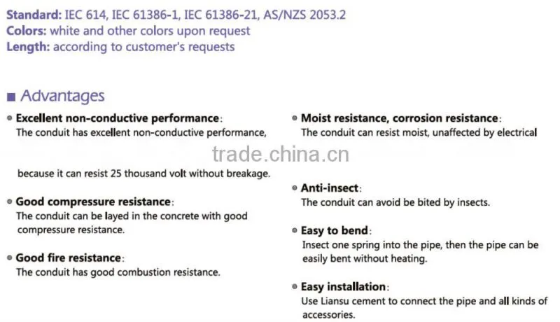 PVC electrical conduit PVC cable pipe