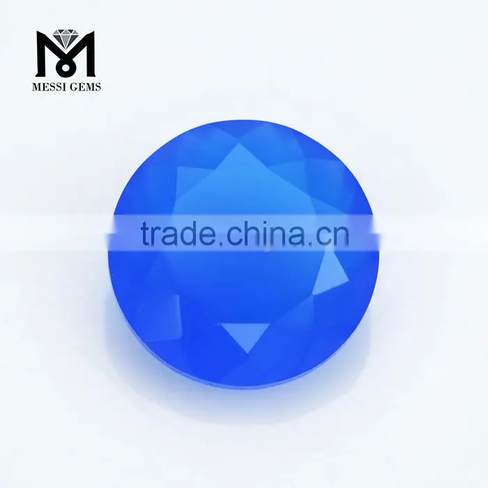 Semi- Precious Loose Gemstone Faceted Round 8mm Blue Agate