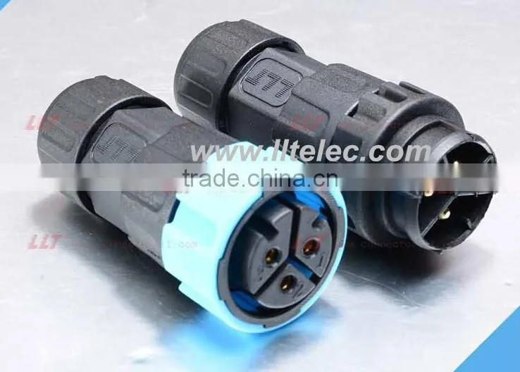 M25 2 poles snap-in style auto locking waterproof connector