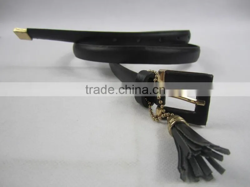 cheap price black skinny funny PU leather belt for girl