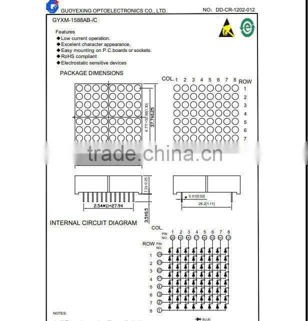 RGB led dot matrix 8*8 indoor
