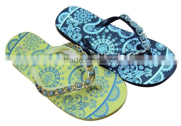 2015 summer women beach EVA flip flop with bling bling