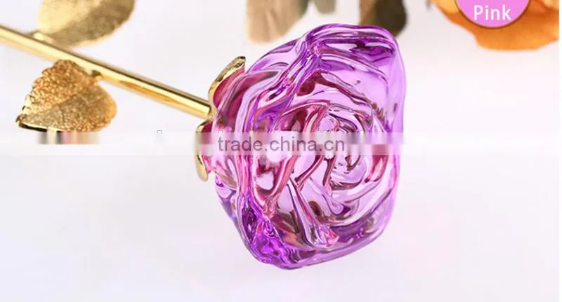 Natural Crystal flower golden rose flowers