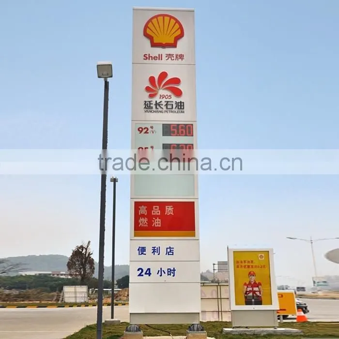 Led Advertising Pylon Sign Totem For Gas Station