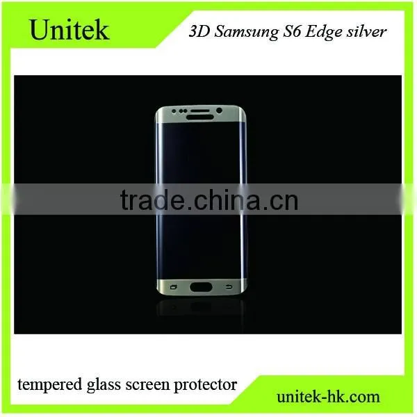 full cover orginal color gold tempered glass screen protector for s6 edge 3d samsung galaxy curved with 9 hardness