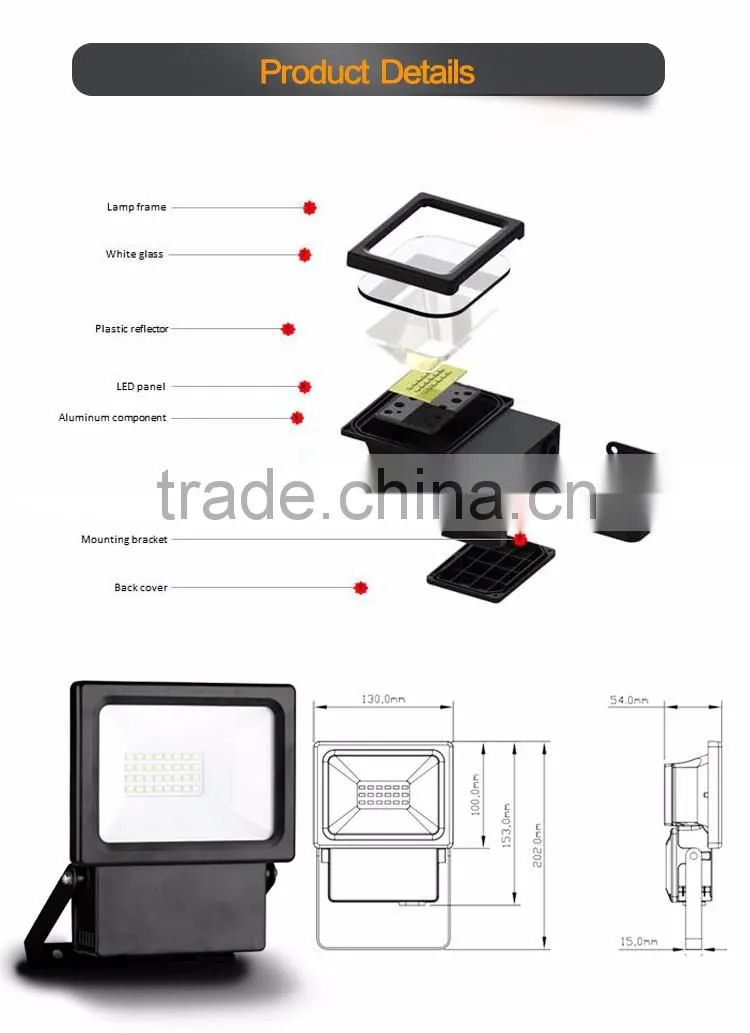 m051713 aluminum casing power super bright led flood light