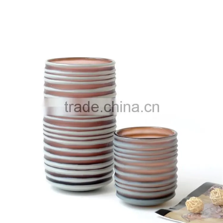 Wholesale Handmade Purple Cylindrical Glass Vase, Hand Carved Art Glass Flower Vase Bottle