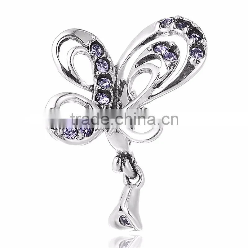 X253 Custom Made Butterfly Charms Wholesale,925 Sterling Silver Micro Pave Charm