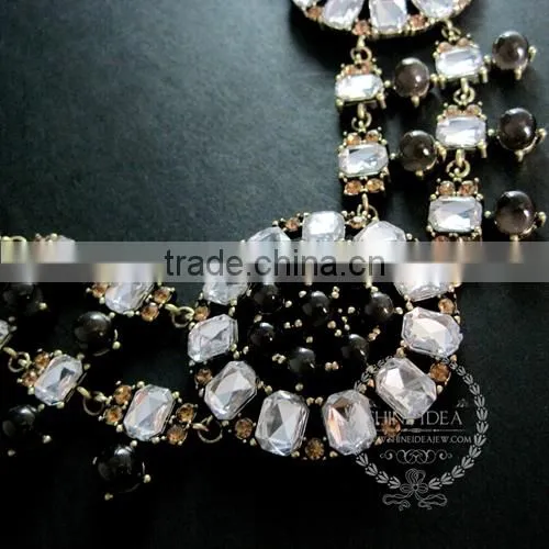 vintage bronze black antique round flower glass cabochon pendant flower fashion chic women statement necklace 6350374