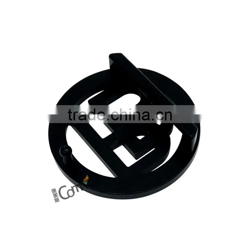 Round Hollow PB Logo Matt Black Metal Belt Buckle