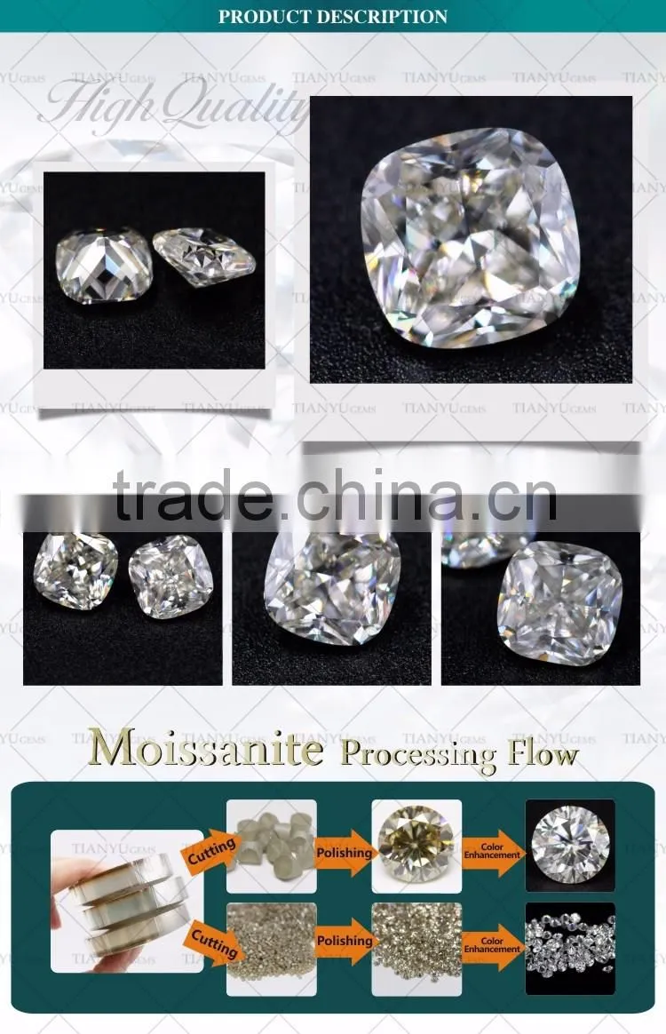 wholesale best cut vvs clarity 9.5 mm cushion cut forever brilliant moissanite