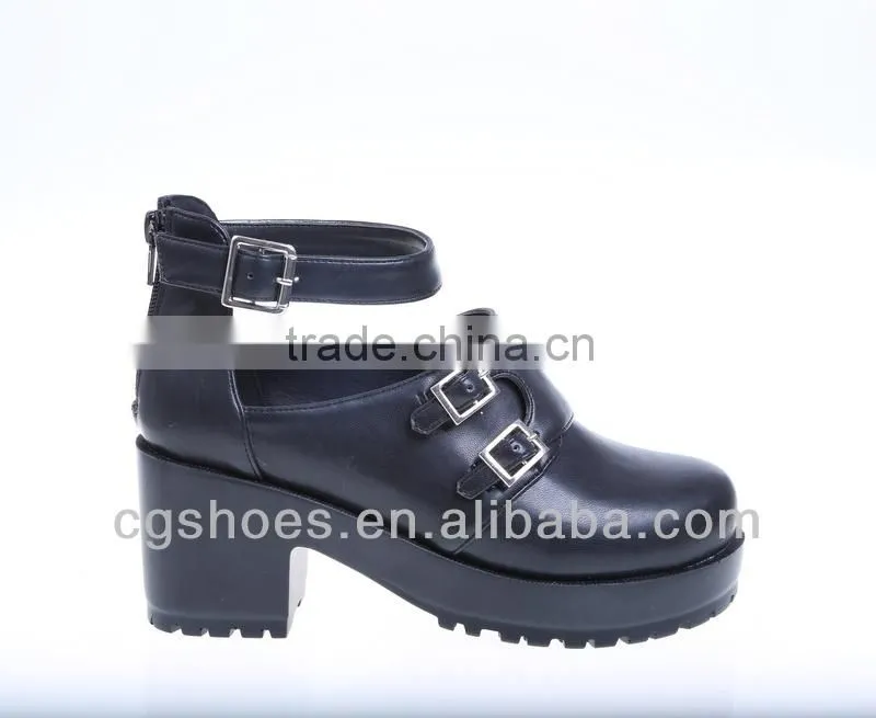 2015 buckle PU platform pump high heel office shoes women
