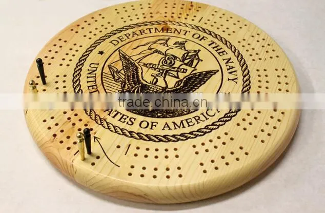 Round Wood Cribbage Board