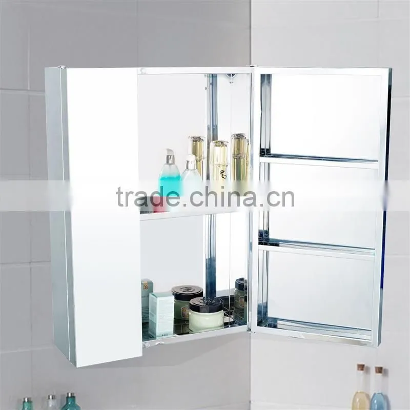 Stainless Steel Bathroom Mirror Cabinet, Double Doors