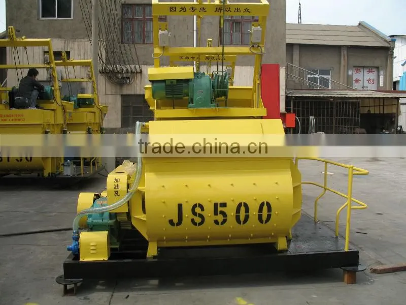 Double horizontal shaft compulsory JS500 concrete mixer (skype:mayjoy46)