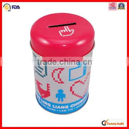 factory cute small round coin tin box