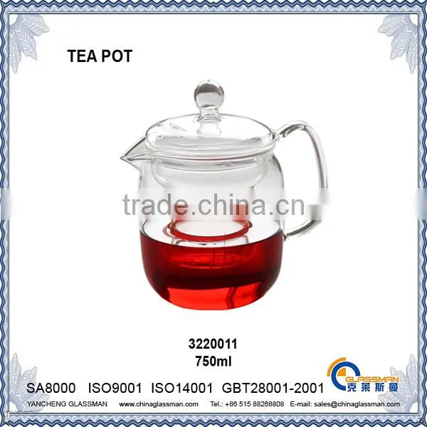 clear borosilicate glass tea pot TC128
