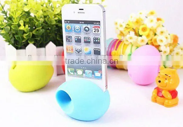 Eco-friendly silicone cute design cell phone holder with loud-speaker