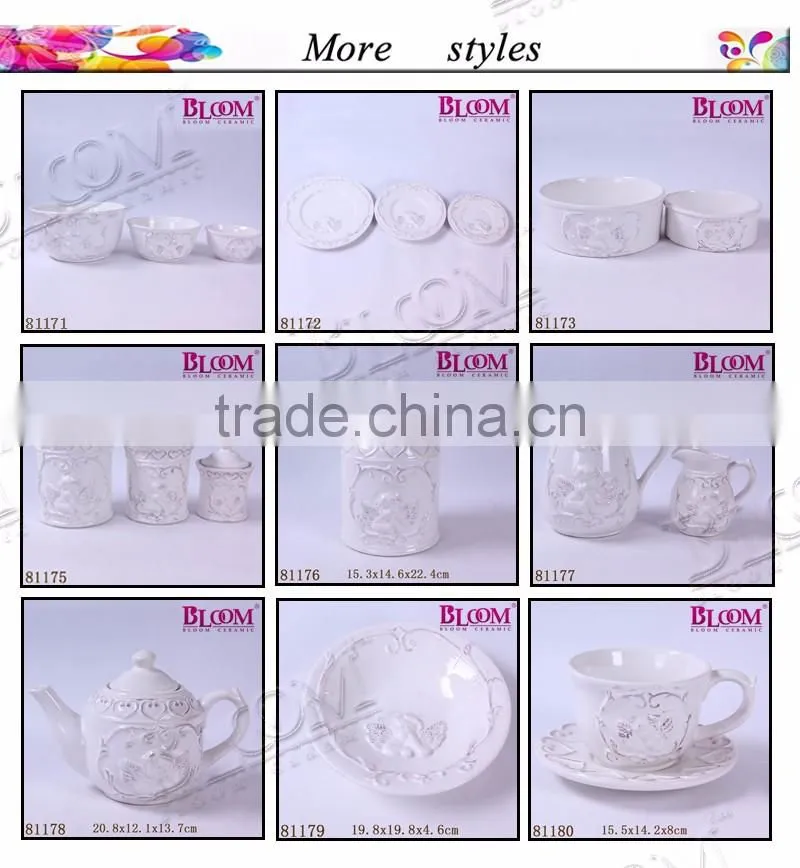 Simple design ceramic white coffee cup and saucer