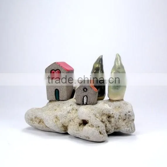 Little village sculpture , Rustic home decor , Beach houses