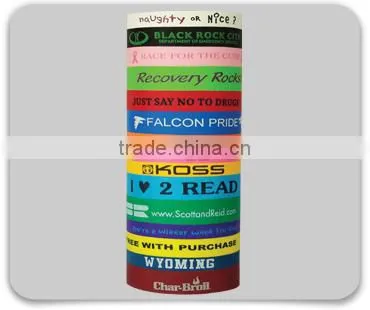 Several colors silk print logo bracelet, hot transfer print band, water transfer print logo wristband