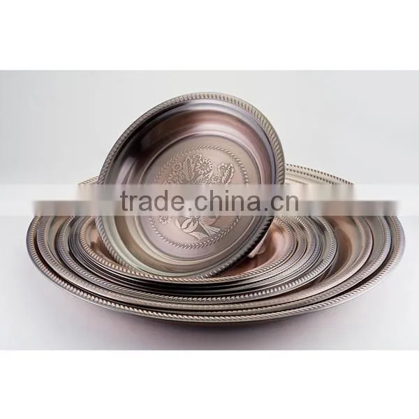 Stalinless Steel Serving Tray Round Tray in K-Gols Color