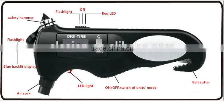 Promotional Portable Digital Tire Pressure Gauge with LED flashlight