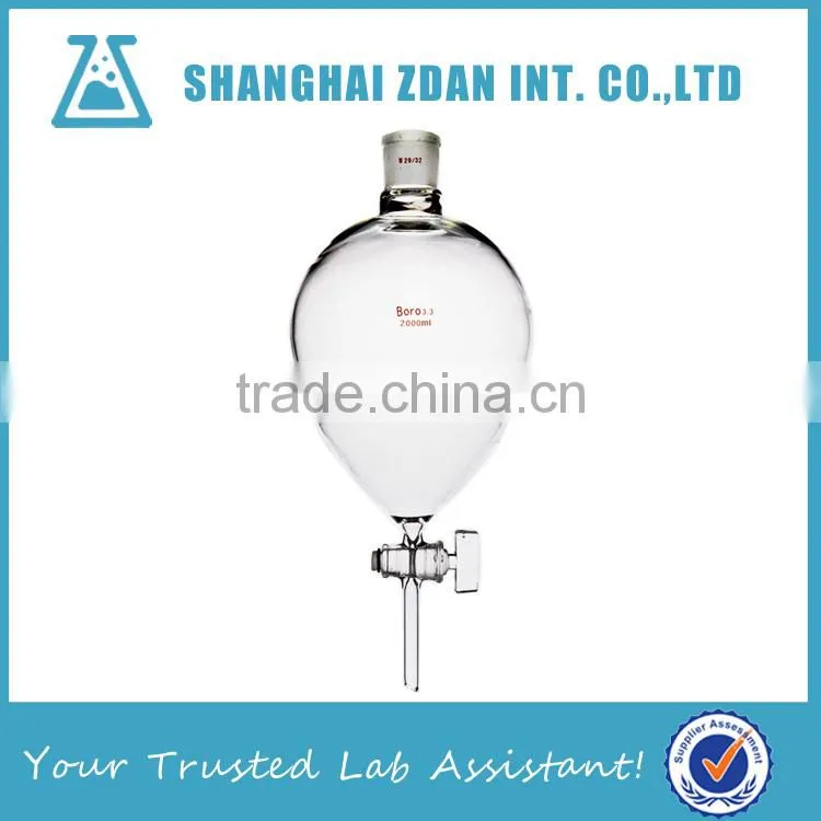 High Borosilicate Glass Globe Shaped Separatory Funnel Glass Stopcock, Large Capacity