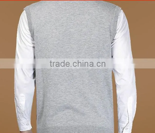 2016 New Autumn Winter Warm Cashmere Sweater Vest Men Classic Sleeveless Wool Solid Color Jersey Casual V-Neck Pullover