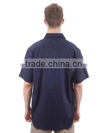 100% Cotton Preshrunk Drill Short Sleeve Navy mens work shirts