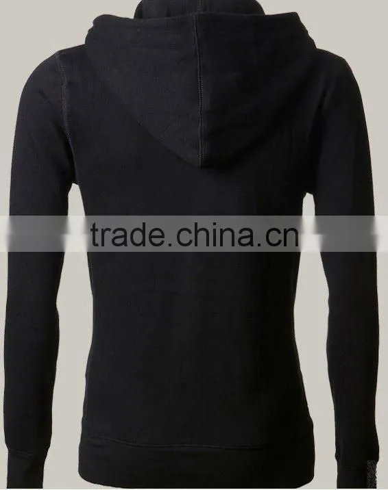 330g CVC fleece black color hoody jacket