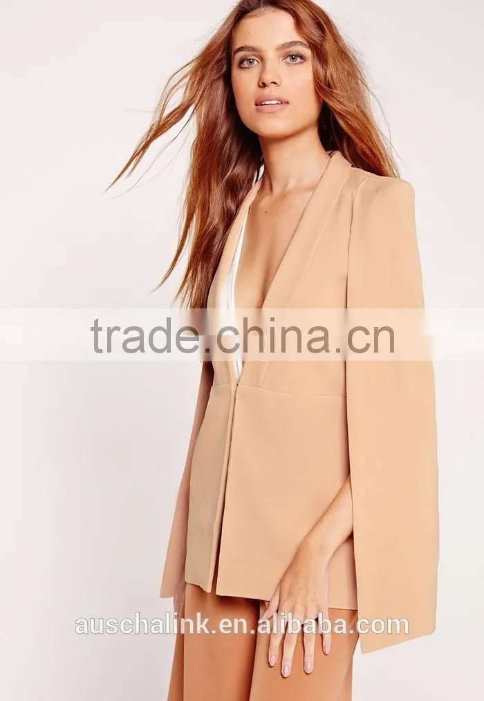 women chic nude cape blazer fashion deisgn cheap price