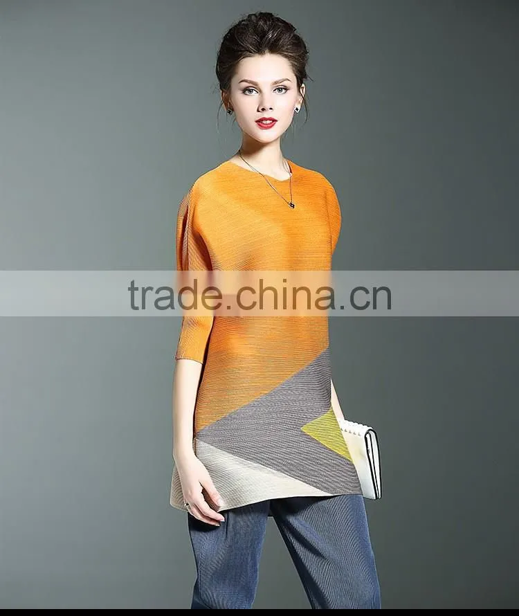 Latest new womens big yards loose contrast color fold dress