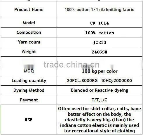 rib knit fabric,1x1 rib knit fabric