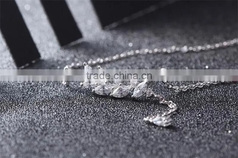 2017 New Style Micro Leaf Shape Plain 925 sterling silver Pendant Necklaces