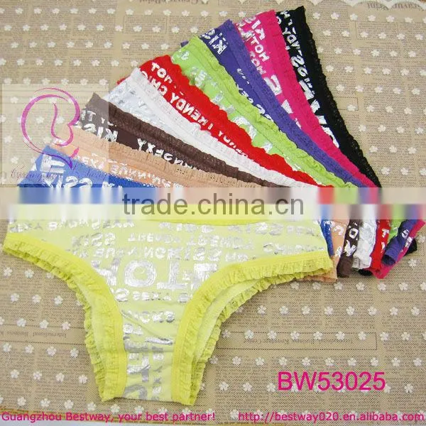 Sex costume cotton underwear with lace printed silver letter