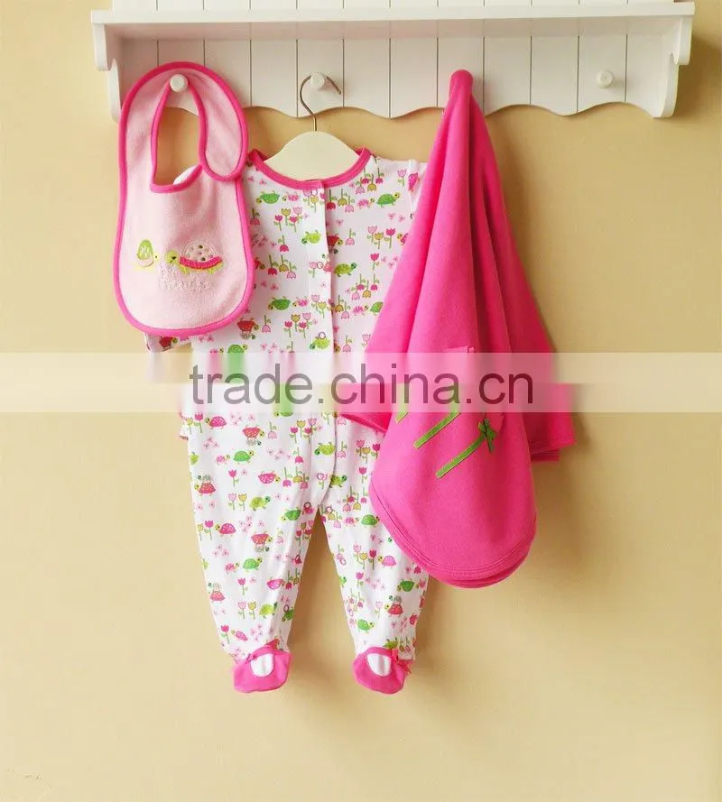 2011 autumn mom and bab baby romper set 100% cotton embroider 3pcs
